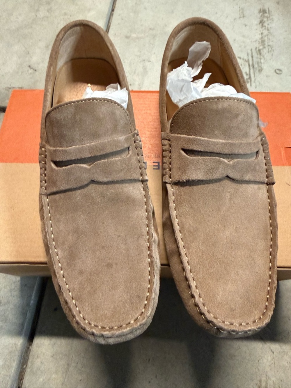 New Republic - Men's Suede Penny Loafers in Taupe